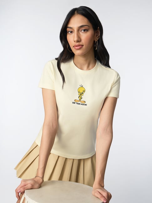 The Souled Store Off White Looney Tunes Say That Again Women T-Shirts-picture-14