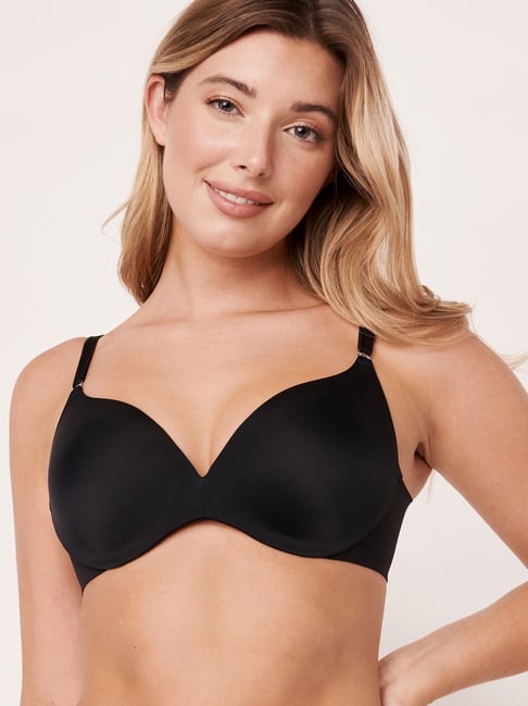 La Vie En Rose Black Nylon Solid Bra