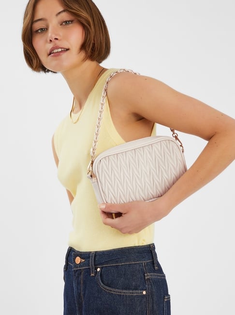 Accessorize London Cream Quilted Camera Cross Body Bag-picture-29