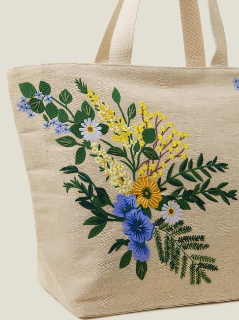 Accessorize London Cream Floral Beach Tote