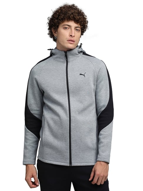 Puma Grey EVOSTRIPE Slim Fit Training Hoodie