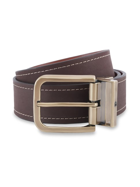 United Colors of Benetton Chocolate & Tan Coats Leather Reversible Belt