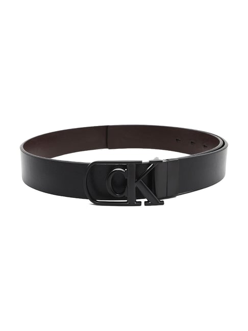 CALVIN KLEIN Black & Dark Brown Leather Reversible Belt
