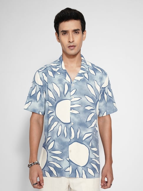 7 Alt By Pantaloons Blue Relaxed Fit Printed Shirt-picture-40