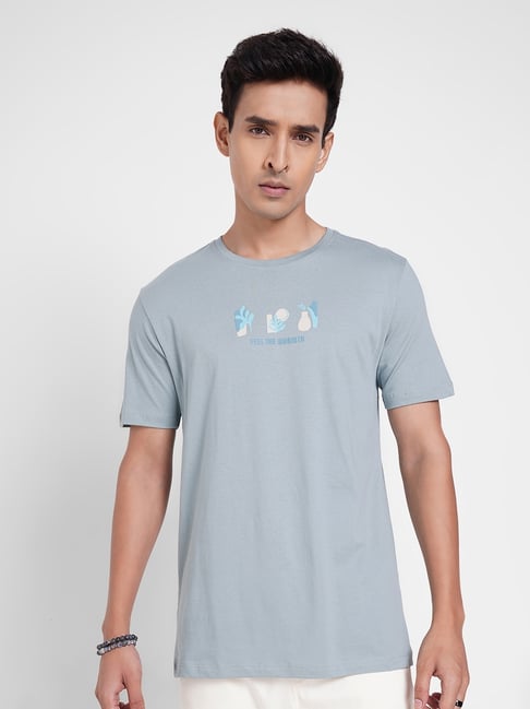 7 Alt By Pantaloons Blue Cotton Slim Fit Printed T-Shirt-picture-19