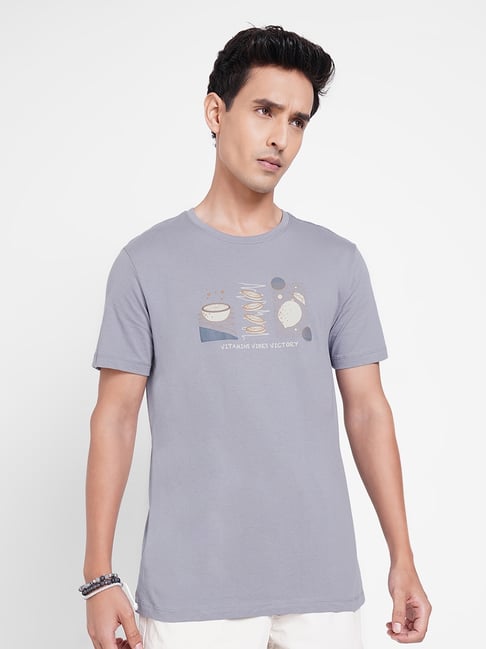 7 Alt By Pantaloons Blue Cotton Slim Fit Printed T-Shirt-picture-18