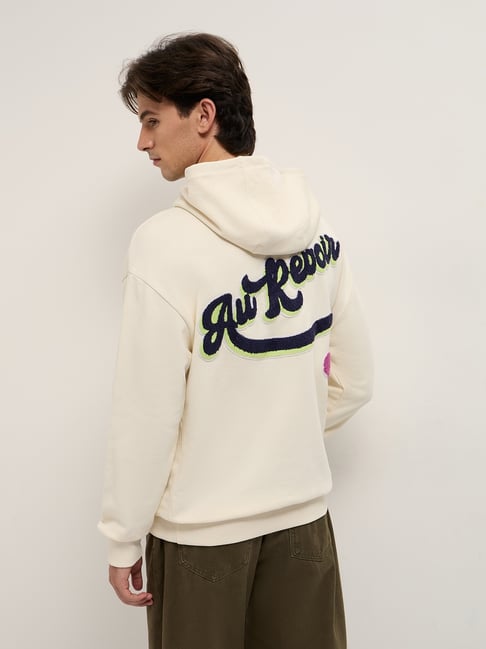 The Bear House White Cotton Woven Design Relaxed Fit Sweatshirt-picture-45