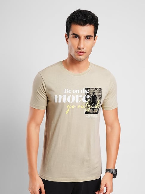 Ajile By Pantaloons Green Slim Fit Printed Sports T-Shirt