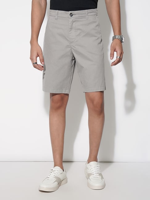 Peregrine By Pantaloons Grey Regular Fit Printed Shorts