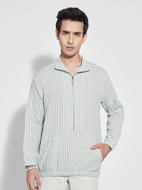 7 Alt By Pantaloons Blue Relaxed Fit Striped Shirt-picture-39