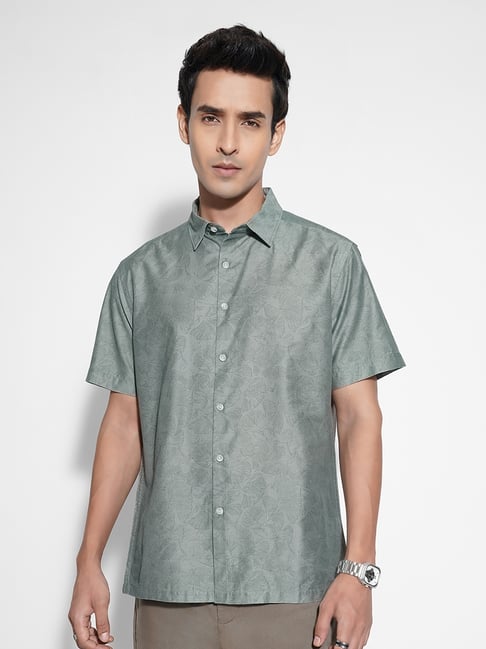 Peregrine By Pantaloons Green Regular Fit Printed Shirt-picture-30