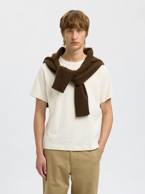 SELECTED HOMME Egret Regular Fit T-Shirt