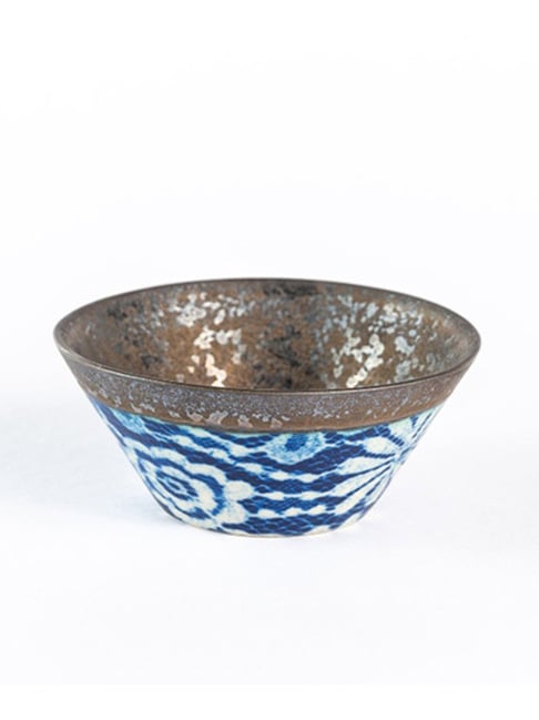 HITKARI Multicolor Porcelain Metallic Art Small Bowl (220 ml)