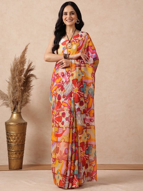 Navyasa by liva Multicolored Geometric Saree With Unstitched Blouse-image-29