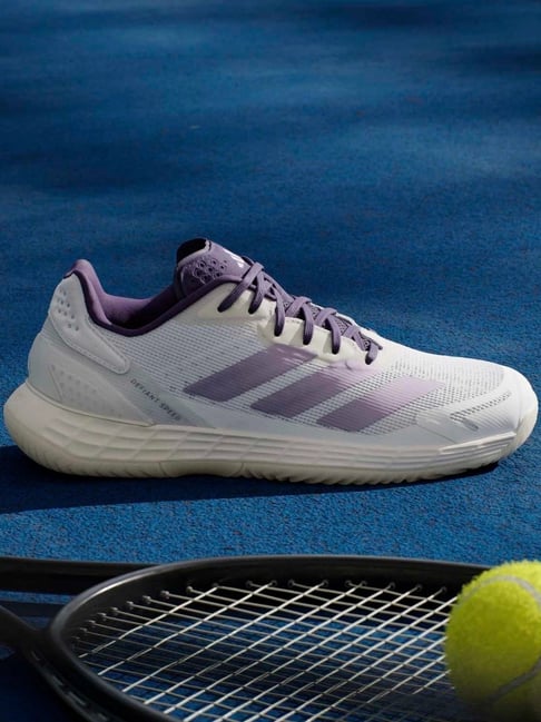 ADIDAS Women's Defiant Speed 2 W White & Powder Plum Tennis Shoes