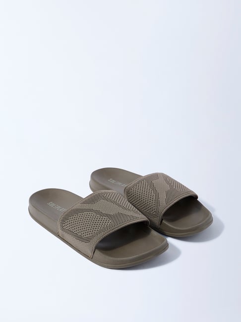SOLEPLAY by Westside Taupe Knit-Textured Slides-picture-20
