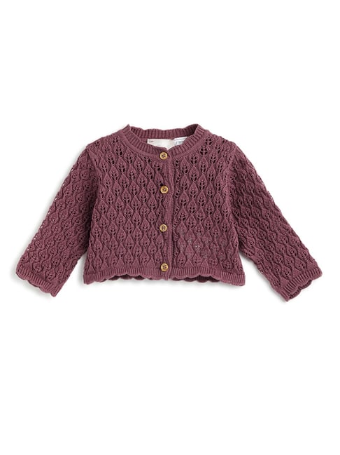 Chicco Girls Medium Pink Cotton Regular Fit Self Design Cardigan