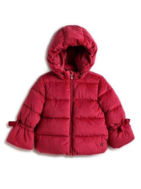 Chicco Girls Light Red Regular Fit Self Design Jacket