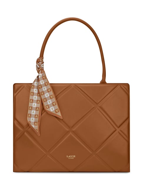 LAVIE LUXE Tan LX QUARE Textured Extra Large Satchel