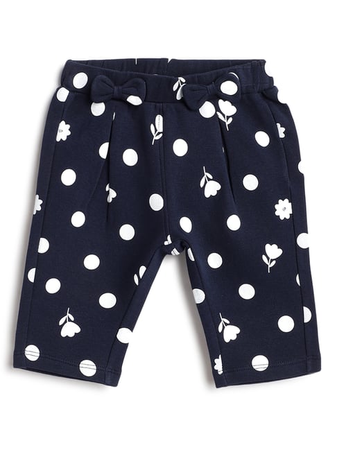 Chicco Girls Dark Blue Regular Fit Printed Trousers