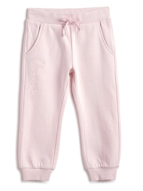 Chicco Girls Light Pink Cotton Regular Fit Printed Joggers