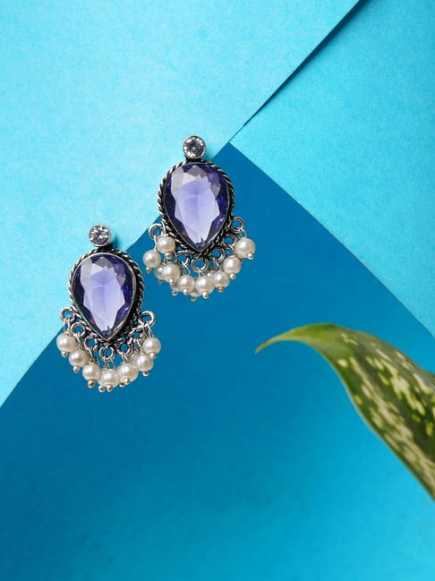 IMLI STREET Purple & White Classic Design Crystal Stud Earrings-picture-43