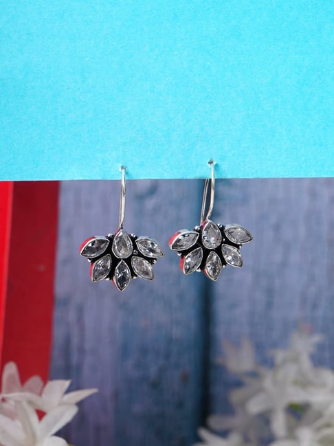 IMLI STREET Silver Classic Design Crystal Drop Earrings