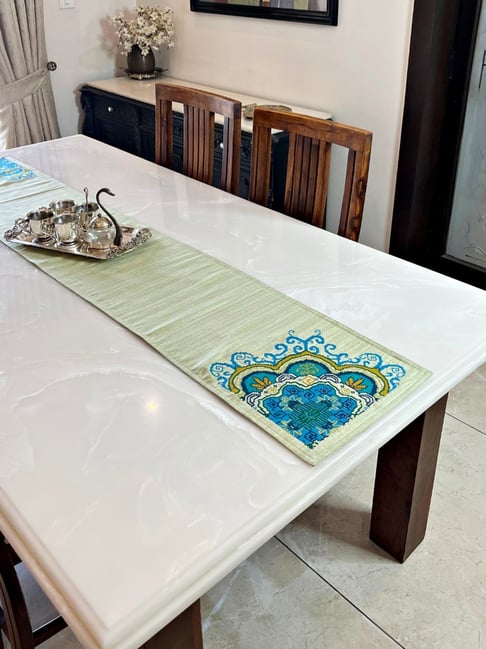 Bells & Whistles Samsyut Sage Cotton Embroidery Table Runner-picture-44