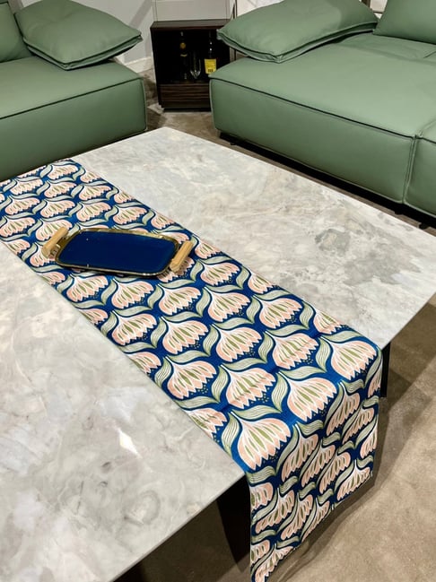 Bells & Whistes Kamala Sage Cotton Floral Table Runner