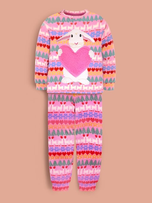 Cherry Crumble Girls Multicolor Printed Regular Fit Nightsuit