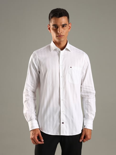 TOMMY HILFIGER White Striped Regular Fit Shirt-picture-43