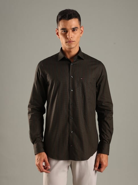 TOMMY HILFIGER Brown Striped Regular Fit Shirt-picture-42