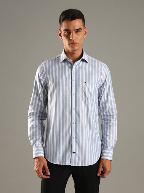 TOMMY HILFIGER Blue Striped Regular Fit Shirt-picture-41