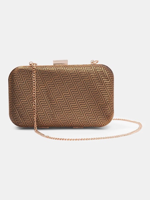 Forever Glam by Pantaloons Gold Printed Clutch