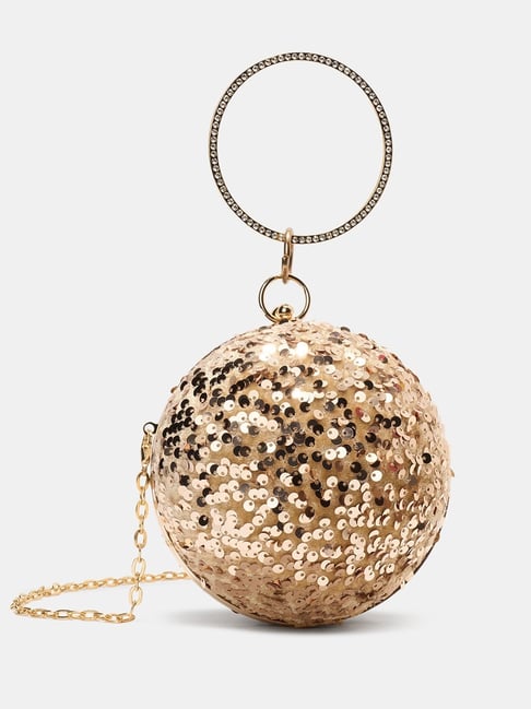 Forever Glam by Pantaloons Gold Embellished Clutch-picture-34