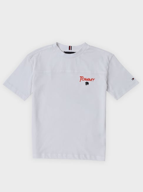 Tommy Hilfiger Kids White Cotton Relaxed Fit Printed T-Shirt-picture-12