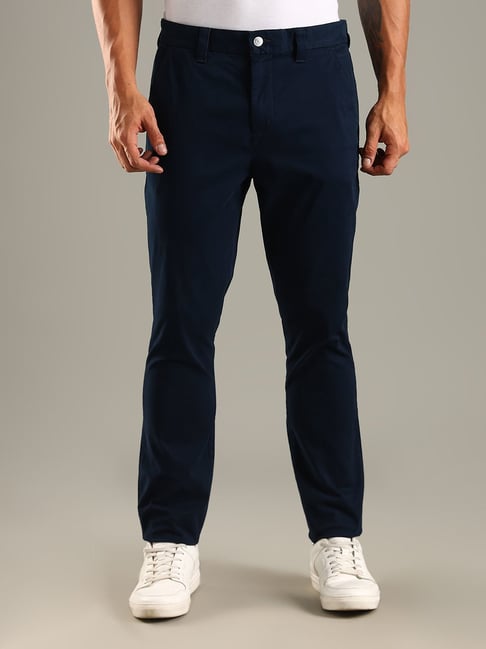 Tommy Hilfiger Blue Cotton Slim Fit Chinos