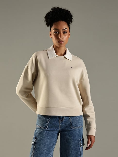 Tommy Hilfiger Beige Cotton Regular Fit Sweatshirt-picture-19