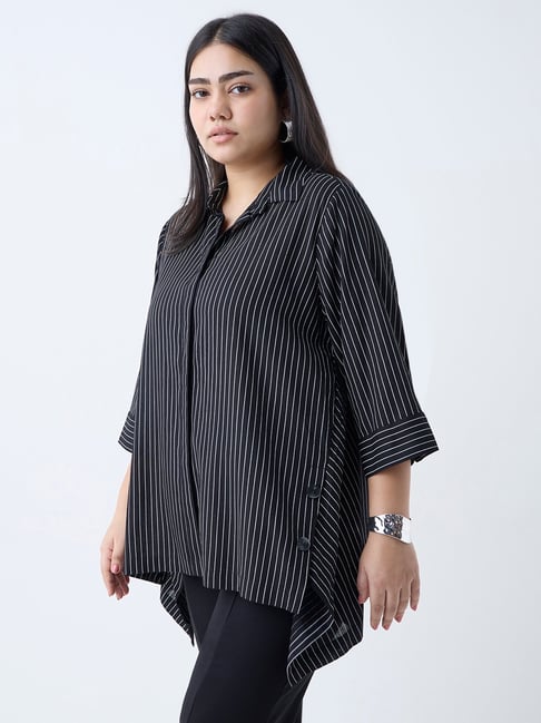 Gia by Westside Black Striped Blouse