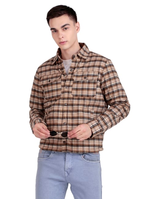 Leather Retail Multi Tweed Regular Fit Checked Shacket-picture-44