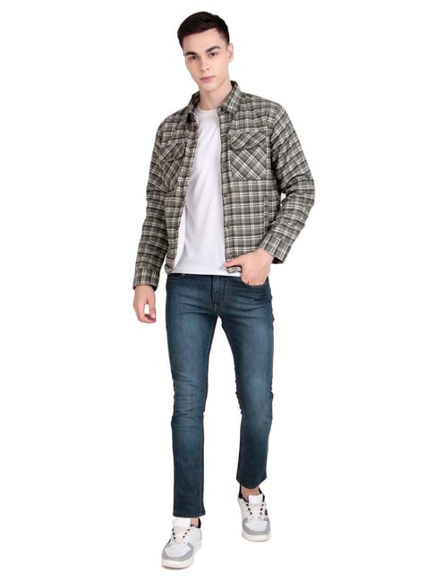 Leather Retail Multi Tweed Regular Fit Checked Shacket