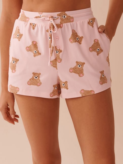 La Vie En Rose Pink Polyester Printed Shorts-picture-30