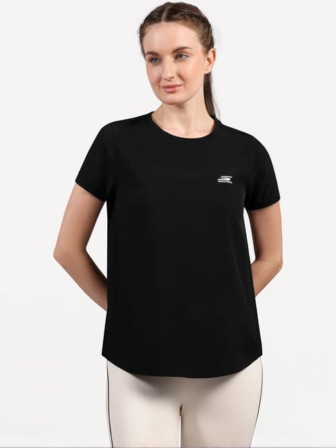 Skechers Black Regular Fit Logo Printed Sports T-Shirt-picture-37