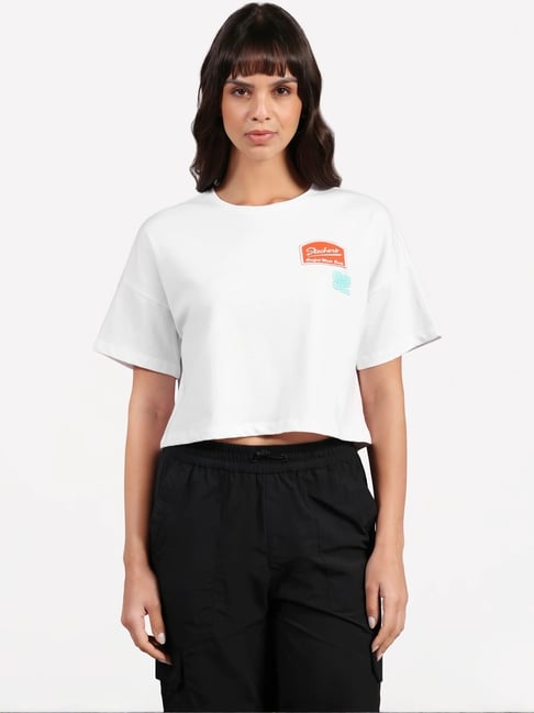 Skechers White Regular Fit T-Shirt