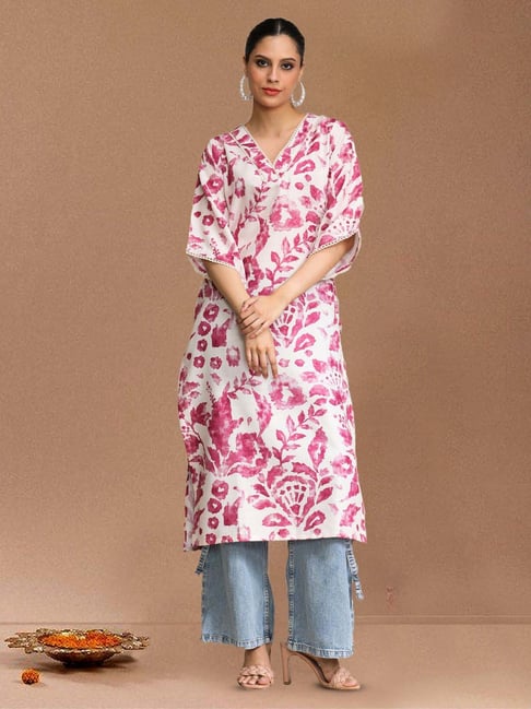 Varanga White Cotton Regular Fit Printed Kurta-picture-27