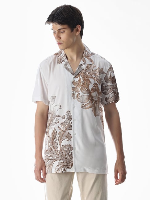 Jack & Jones White Comfort Fit Printed Shirt-picture-21