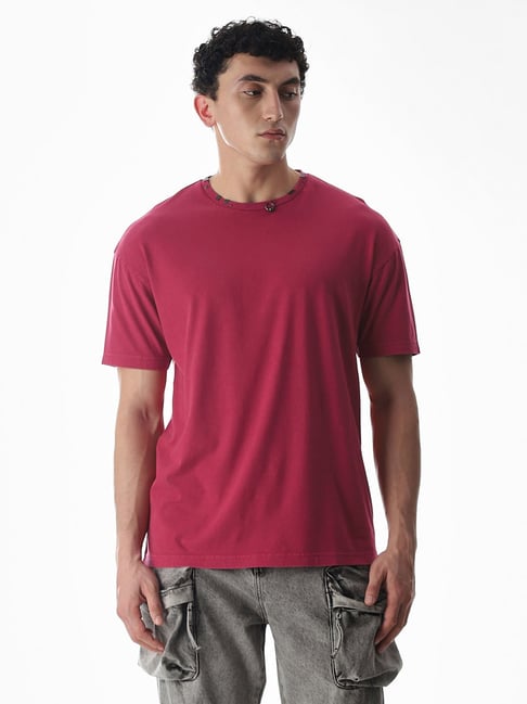 Jack Jones Red Cotton Oversized T-Shirt