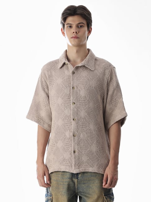 Jack & Jones Beige Cotton Oversized Printed Shirt-picture-41
