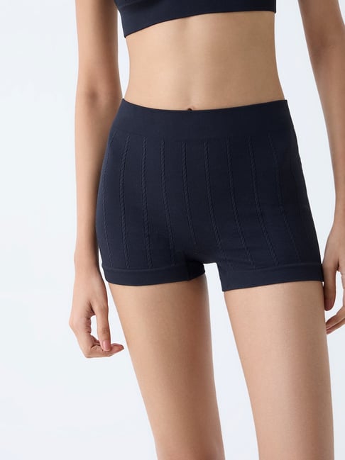 Superstar by Westside Black Knitted Seam-Free Boy Shorts Briefs