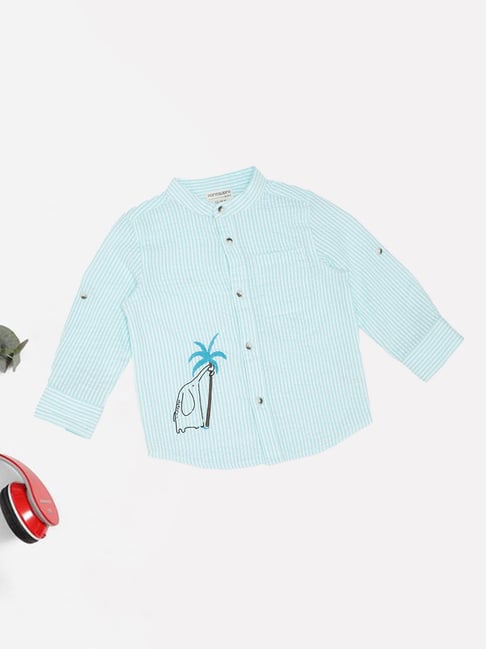 Pantaloons Baby Boys Blue Tint Striped Shirt